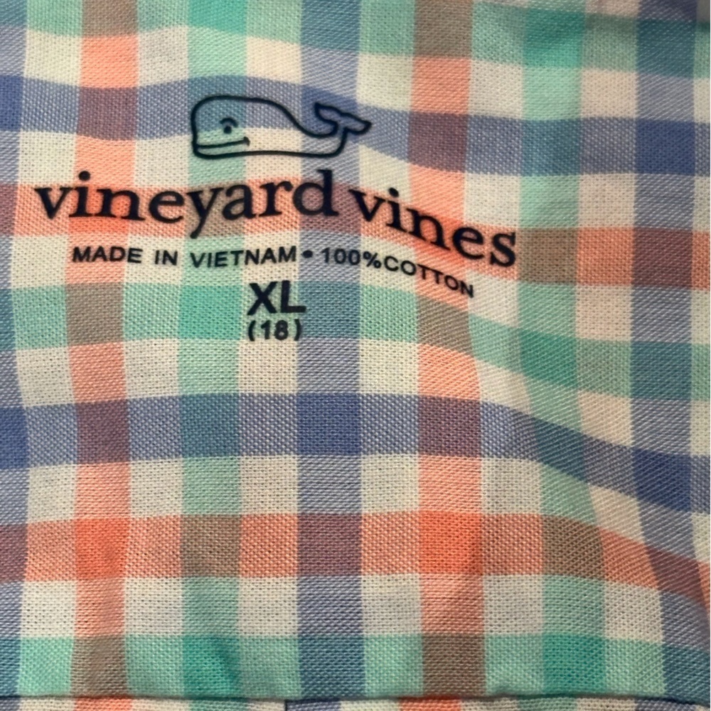 Vineyard Vines Boys XL 18 Multicolor Checkered Shirt - Picture 2 of 6